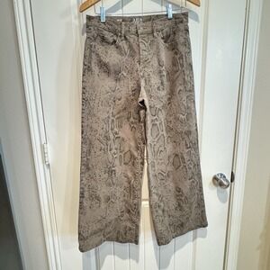 A.n.a. A New Approach Tan Snake Print‎ High Rise Wide Leg Women's Jeans Sz 8